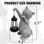 Cat Solar Garden Statues, Resin Cat Figurine Decorations - Image 2