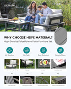 SERWALL HDPE Patio Conversation Set, 6-piece Sectional Outdoor Furniture Set - Image 3