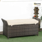 Outsunny 29 Gallon Patio Wicker Storage Bench, Outdoor PE Rattan Patio Furniture - Image 2