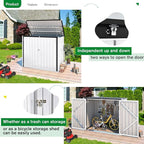AECOJOY Outdoor Trash Can Storage, 46 Cu.Ft White Trash Can Storage Cabinet - Image 6