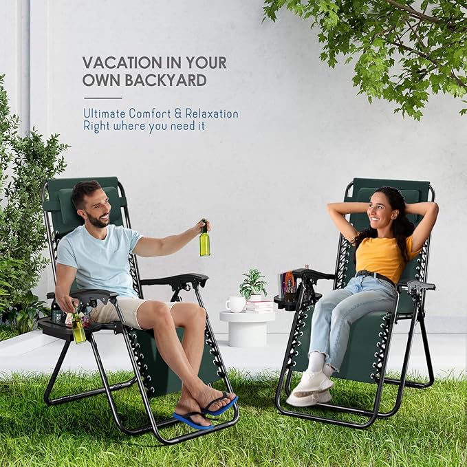 Nestl Zero Gravity Chairs Set of 2, Patio Lounge Chair Outdoor - Image 9