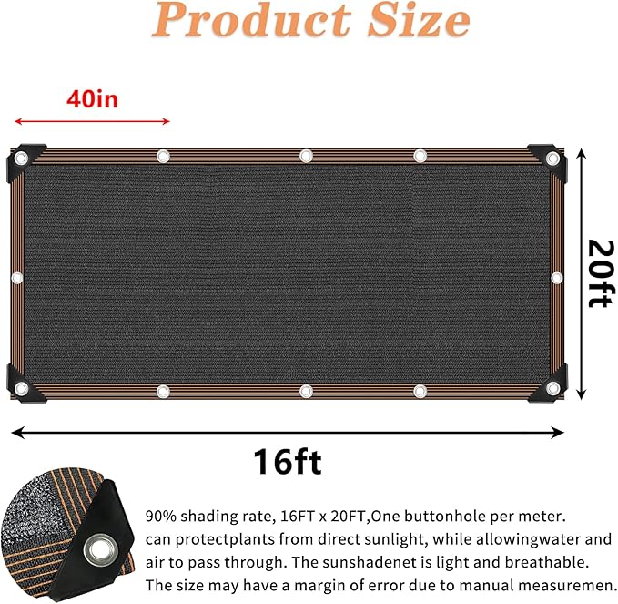 Shade Cloth 90% Sunblock Net for Garden Patio, Shade Sails -for Plants - Image 2