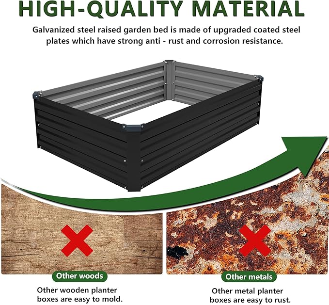 4×3×1FT Galvanized Raised Garden Bed Kit, Metal Planter Boxes, Large Raised - Image 6