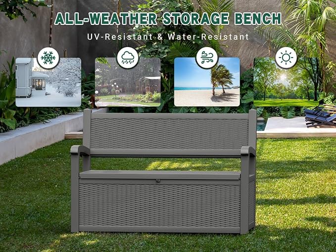 80 Gallon Outdoor Storage Box, Resin Patio Furniture - Image 7