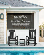 SERWALL Outdoor Rocking Chair Black Set of 8, All Weather Patio Rocking Chair - Image 7