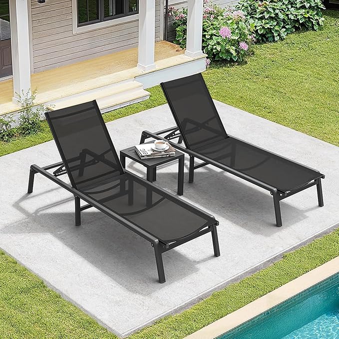 ONBRILL Aluminum Chaise Lounge Chair Outdoor, Foldable & Assembly Free Outdoor - Image 8