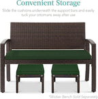 Best Choice Products Set of 2 Wicker Ottomans, Additional Seating, Side Table - Image 5