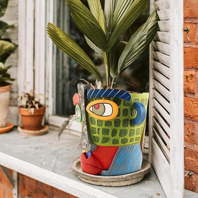 Abstract Face Planters Pots Head, Unique Head Planter - Image 4