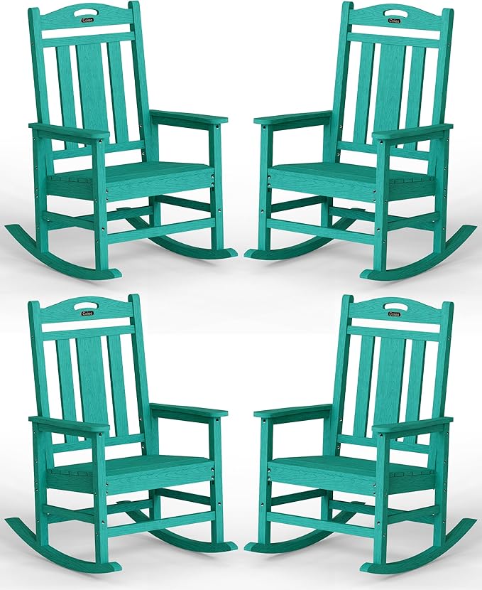 Ciokea Oversized Outdoor Rocking Chairs Set of 4, 380lbs Heavy-Duty Large Patio by CIOKEA