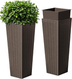 Devoko Resin Tall Planters for Outdoor Plants Set of 2, Large Taper Outdoor by DEVOKO