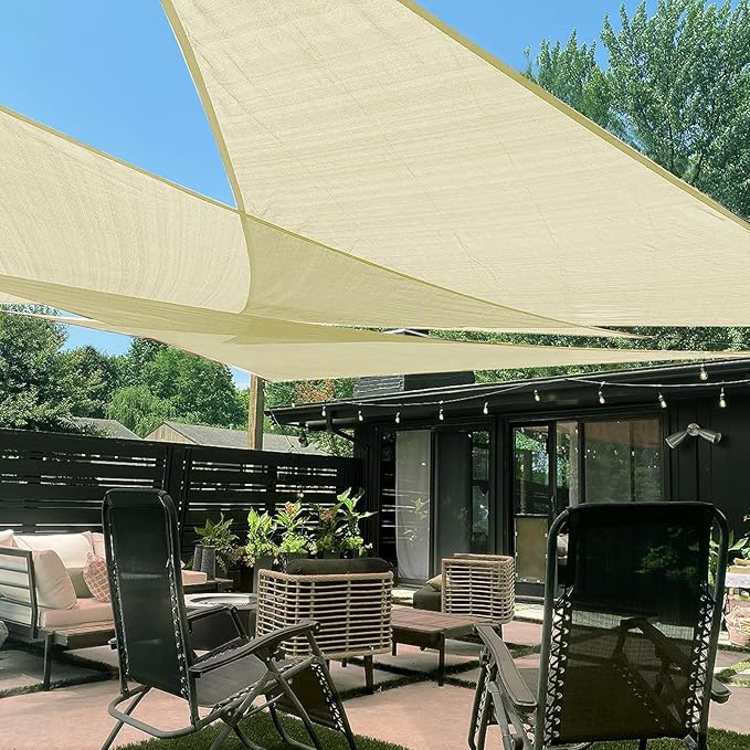 LOVE STORY Custom Size 8'x10'x12.8' Butter Cream Sun Shade Sail Right Triangle by LOVESTORY
