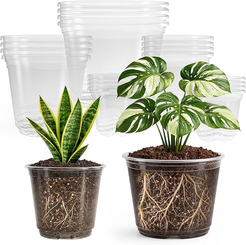 20 Pack 8/6/5/4/3.5 Inch Reinforced Large Clear Nursery Pots by Bluepro