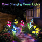 echosari 4 Pack Color Changing Solar Lights Outdoor Waterproof, Solar Lily - Image 2