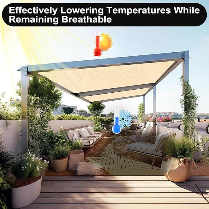 Artpuch 90% Sun Shade Cloth, 10 x 14 FT Pergola Shade Cover Canopy - Image 6