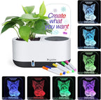 Self-Watering Plant Pot with LED Note Board & 7 Colors Pen, Led Acrylic Message by Dryades