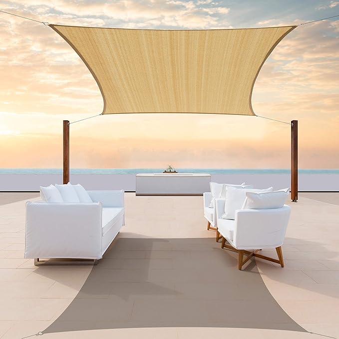 ColourTree TAPR1616 Custom Size 11' x 19' Sand Beige Sun Shade Sail Canopy UV by ColourTree
