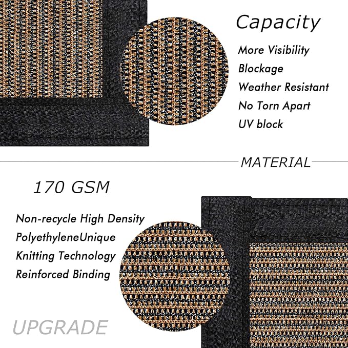 UPGRADE Privacy Fence Screen 5'x17' Brown Outdoor 90% Visibility Blockage 170 - Image 2