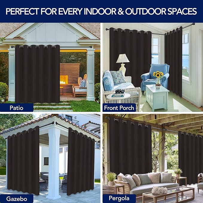 PureFit Outdoor Curtains for Patio Waterproof Weatherproof, UV and Fade - Image 5