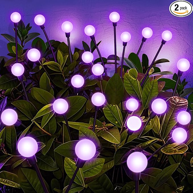 Solar Garden Lights Outdoor, 4 Pack Firefly Swaying Lights Purple, Waterproof 4 by ZFNN