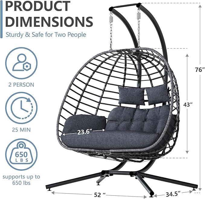 SWITTE Double Egg Swing Chair - Image 3