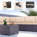 Kullavik 9 Pieces Outdoor Patio Furniture Set PE Wicker Rattan Sectional Sofa - Image 3