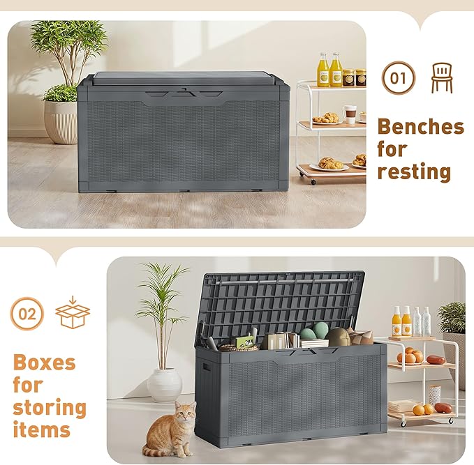 Greesum 100 Gallon Resin Deck Box Large Outdoor Storage Boxes - Image 6