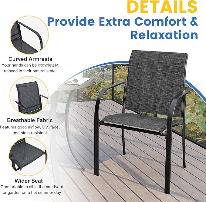 VICLLAX Patio Dining Set, 5 Pieces Outdoor Furniture Set- 37.8" Square Outdoor - Image 4