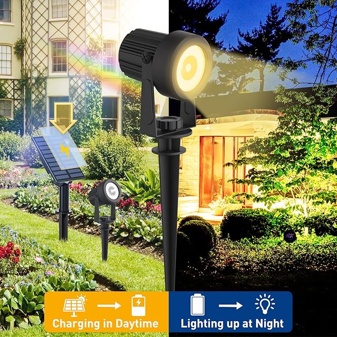 T-SUNUS Christmas Solar Landscape Spotlights 4 Pack Warm White 3000K, Spot - Image 3