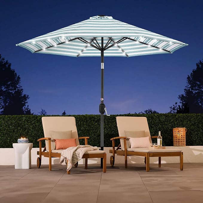 Best Choice Products 10ft Solar Polyester LED Lighted Patio Umbrella w/Tilt - Image 5