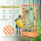 Giantex Raised Garden Bed with Trellis & Hanging Roof, Wood Planter Box with - Image 4