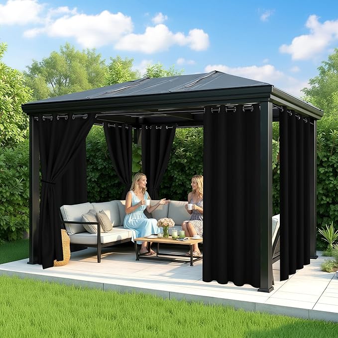 Black Outdoor Curtains for Patio Waterproof - Image 4