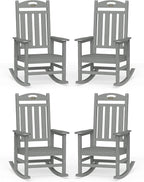 Oversized Outdoor Rocking Chair Set of 4, High Back Porch Rocker Chair by Suunyn