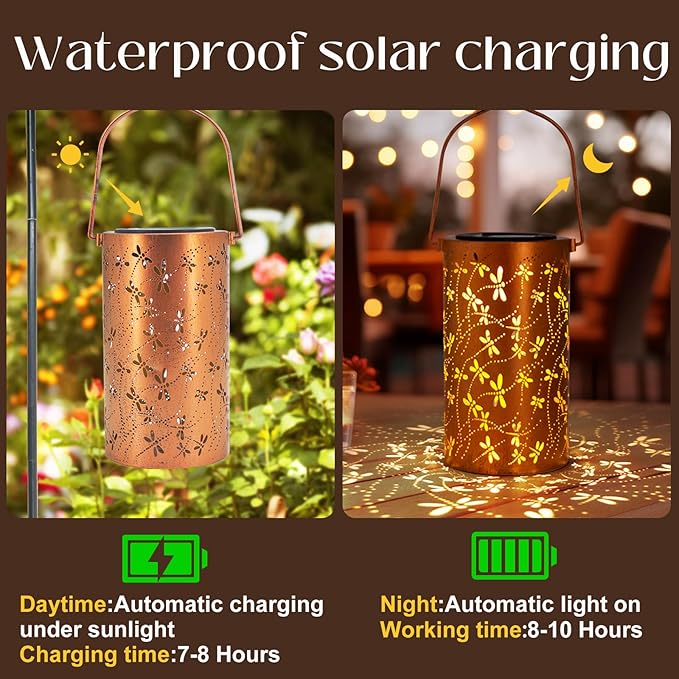 Birthday Gifts for Women Mom Grandma Ladies Solar Lanterns Outdoor Hanging - Image 2