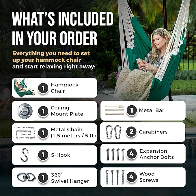 Hanging Hammock Chair Swing – Hanging Chair Outdoor & Indoor - Image 3