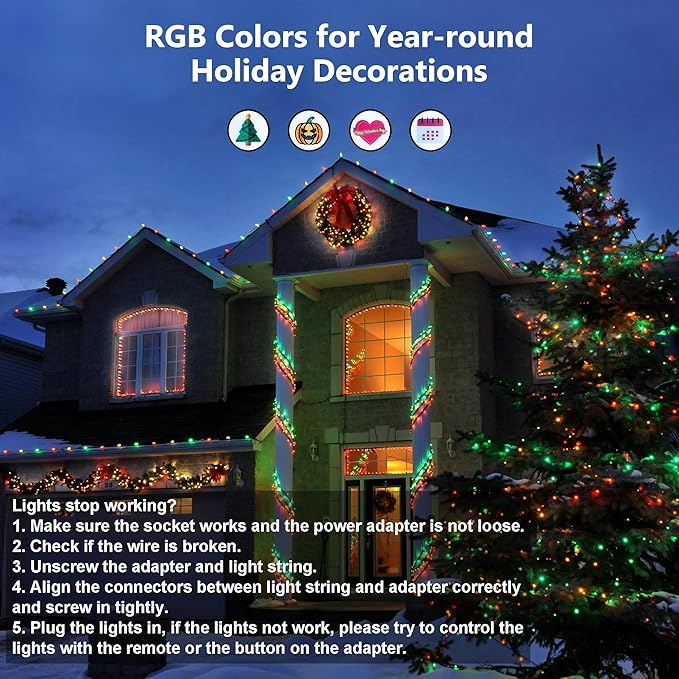Brizled RGB Christmas Lights, 164ft 500 LED Color Changing String Lights - Image 3
