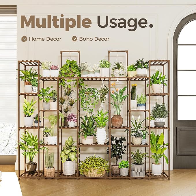 Bamworld Plant Shelf Indoor 30 Pots Large Plant Shelf Wide Tall Outdoor Plant - Image 7