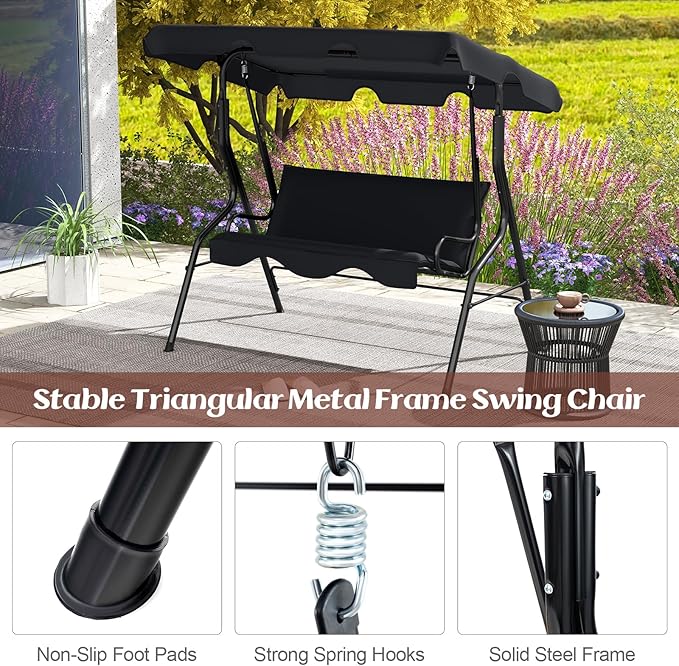 Tangkula 3 Person Porch Swing, Patio Swing - Image 7