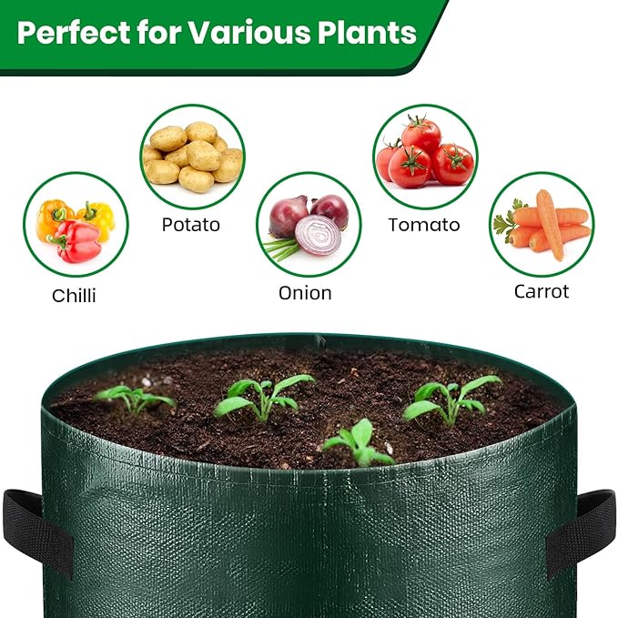6 Pack Potato Grow Bags, 10 Gallon Planting Bags Durable PE Vegetable Planter - Image 3