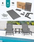 SERWALL Patio Chaise Lounge Chair, Poly Lounge Chair - Image 6