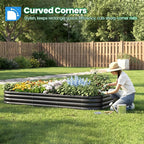 Quictent Galvanized Raised Garden Bed Kit, Strengthened by Crossbar, Dark Gray - Image 2
