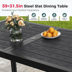 Pamapic Outdoor Dining Sets for 6, Rectangular Steel Slat Table - Image 3