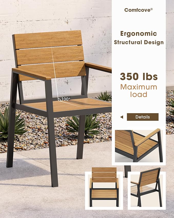 Outdoor Dining Set for 6, Aluminum Patio 7 Piece HDPS Luxury Outdoor Table and - Image 3