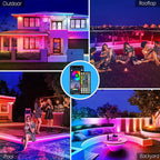 FBZ 100Ft Outdoor Waterproof LED Strip Lights, Music Sync RGB IP65 Led Lights - Image 2