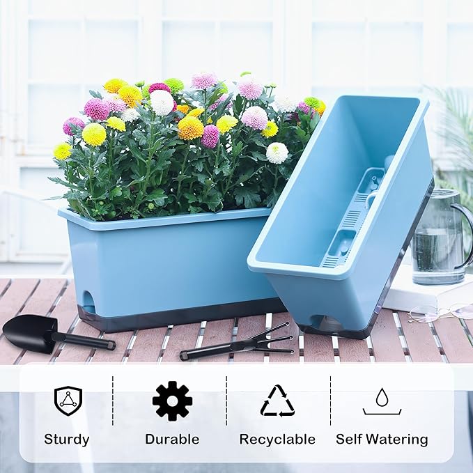 Window Box Planter 6 Pcs, 17 Inches Rectangle Flower Pots - Image 2
