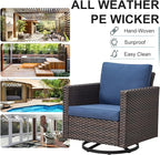 Belord Outdoor Bistro Set 3 Piece Wicker Swivel Rocker Patio Chairs, Oversize - Image 7