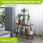 BMOSU Plant Stand Bamboo for Indoor Outdoor Tiered Plant Shelf 8 Potted Flower - Image 4