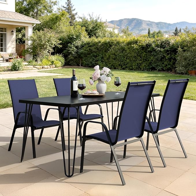 JEAREY Patio Dining Chairs Set of 4, Outdoor Stackable Dining Furniture Set - Image 8