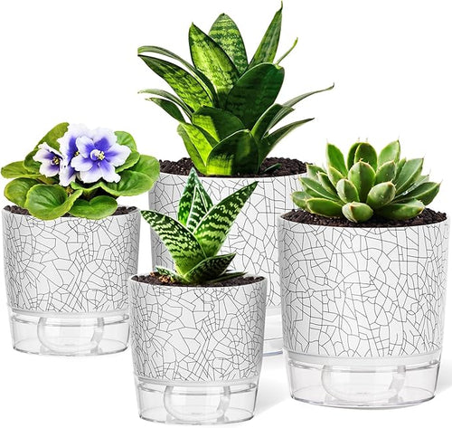 4 Pack Self Watering Pots for Indoor Plants, Plant Pots for African Violet by Unknown