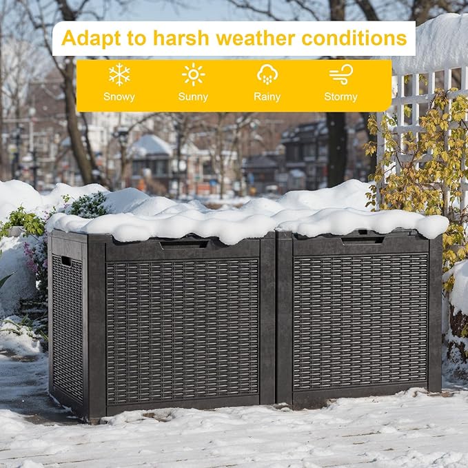 31 Gallon Waterproof Outdoor Storage Box, Resin Deck Box, Lockable Outside - Image 5