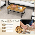 Tangkula Outdoor Acacia Wood Coffee Table, Rectangle Rustic Accent Table - Image 5